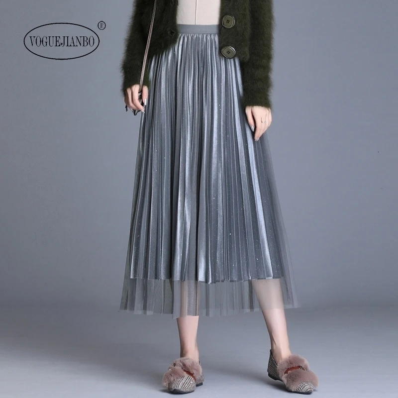 Осенняя и зимняя Милая юбка, облегающая сетчатая юбка с блестками, стрейчевая Золотая Бархатная плиссированная юбка, костюм для женщин, сексуальные женские костюмы