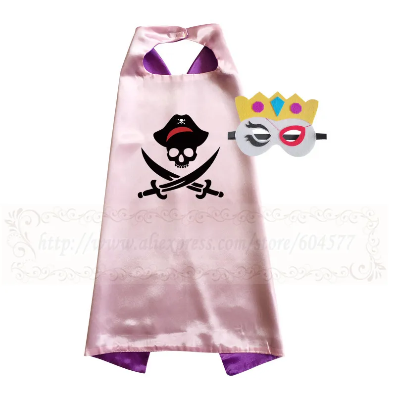 Pirate girl Костюмы на Хэллоуин для детей пиратский костюм атласный плащ войлочные маски на Хэллоуин Рождество вечерние оригинальные Косплей накидка для мальчиков - Цвет: Pirate girl