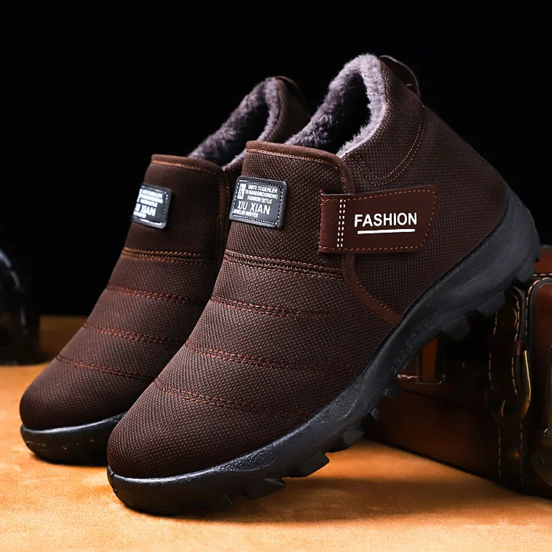 

Cotton-padded Shoes Men's 2019 Winter Warm Old Middle-aged plus Velvet New Style Shoes Dad Beijing Soft-Sole round-Toe Boots