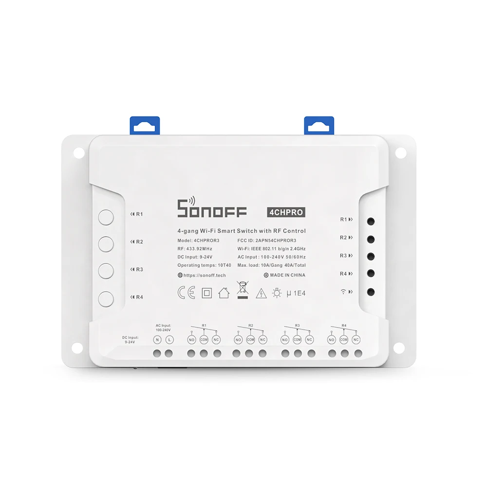 Sonoff 4CH R3 /4CH PRO R3 4 갱 스마트 WIFI 스위치 433MHZ Din 레일 장착 무선 원격 제어 타이머 DIY 스위치 Ewelink를 통해