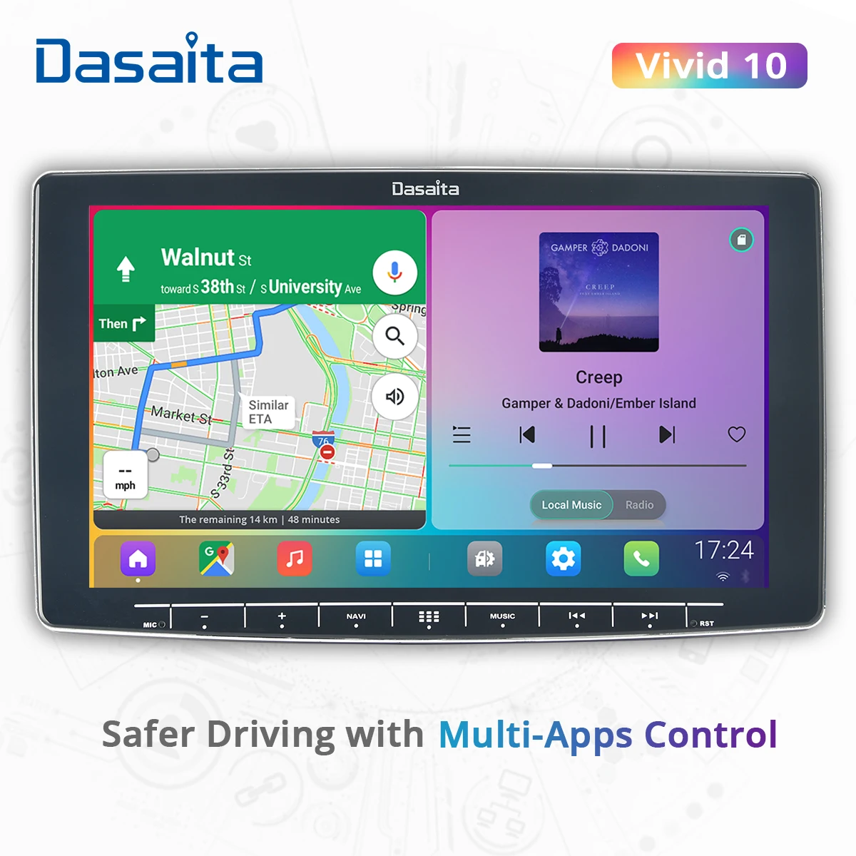 Автомобильная стерео система Dasaita 10 2 дюйма Din Android GPS-навигация Carplay автомобильный