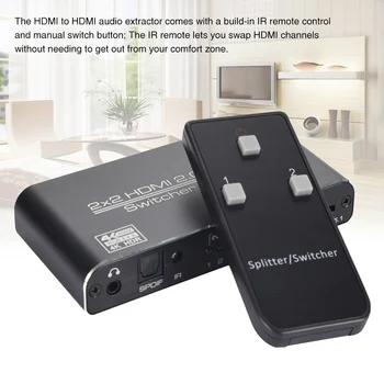 

High Speed Splitter 2 In 2 Out Support HDR Plug And Play Audio 4K 60Hz Home IR Remote Control Stable HDMI Switch Portable Office