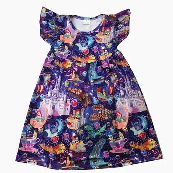 

girls summer short sleeve cartoon girl pearl dress 5-6 year old children adorable party dresses