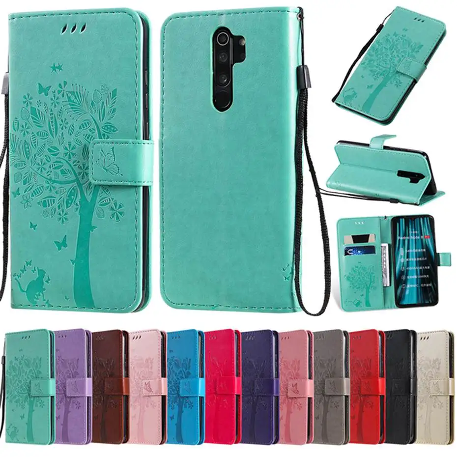 Роскошный чехол для телефона из искусственной кожи для Xiaomi Redmi Note 8 Pro, тисненый 3D чехол-книжка с изображением кошачьего дерева для Xiaomi Redmi Note 8 Pro, чехол-кошелек