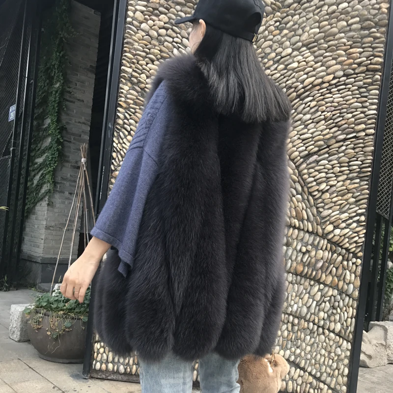 

2019 new real natural fur fox vest ladies long slim slimming dripping fox vest