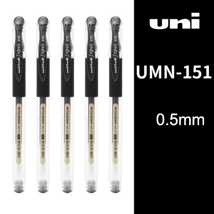 UNI Gel Pens Uniball Pen Set 0.5/0.38mm Black Press Test Pens For Office& School Student Stationery - Цвет: UMN-151 5PCS