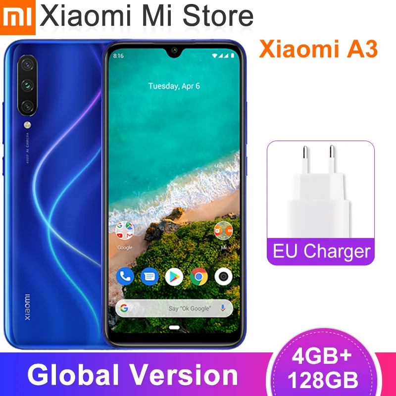 Глобальная версия Xiaomi Mi A3 MiA3 4 Гб 128 мобильный телефон Snapdragon 665 Восьмиядерный 6 088