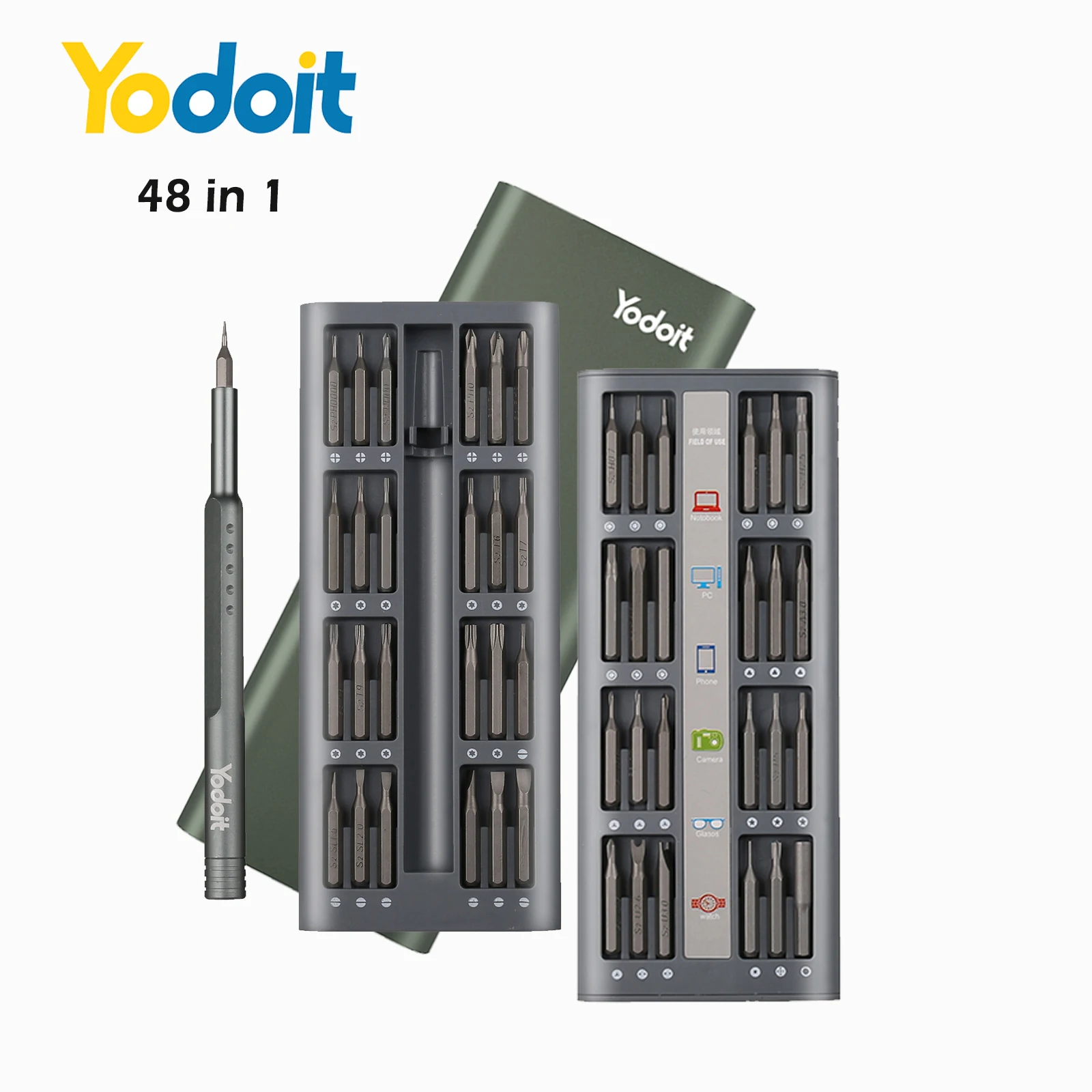 Yodoit 48 in 1 Precision Screwdriver Bits Set Magnetic Repair Tool with Alluminum Box for iPhone iPad AndroidMacbookWatch