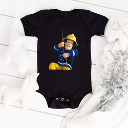 Pompier Sam populaire dessin animé bébé vêtements pour nouveau né mode Harajuku été bébé garçon barboteuses décontractées grande taille combinaisons noires 