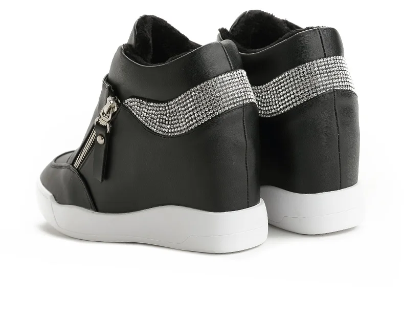 Dumoo/осенне-зимняя обувь; женские кроссовки; женские теплые плюшевые белые/черные кроссовки на платформе и высоком каблуке; zapatillas mujer