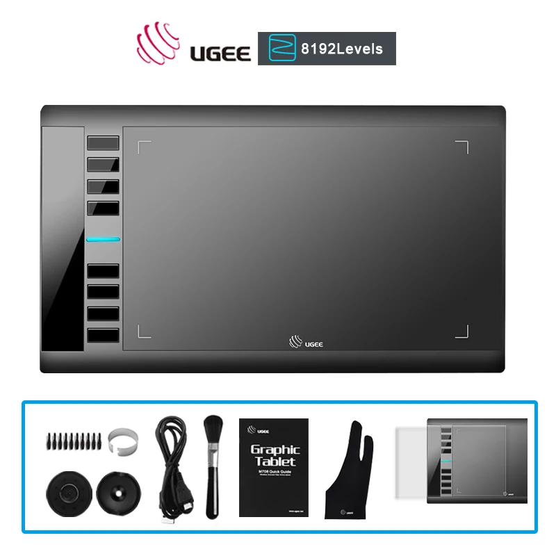 UGEE M708 V2 Graphics Tablet 10X6 inch Mac/Windows/Android Support Large Active Area Tablet for Drawing with 8 Keys 8192 Levels - Image 2