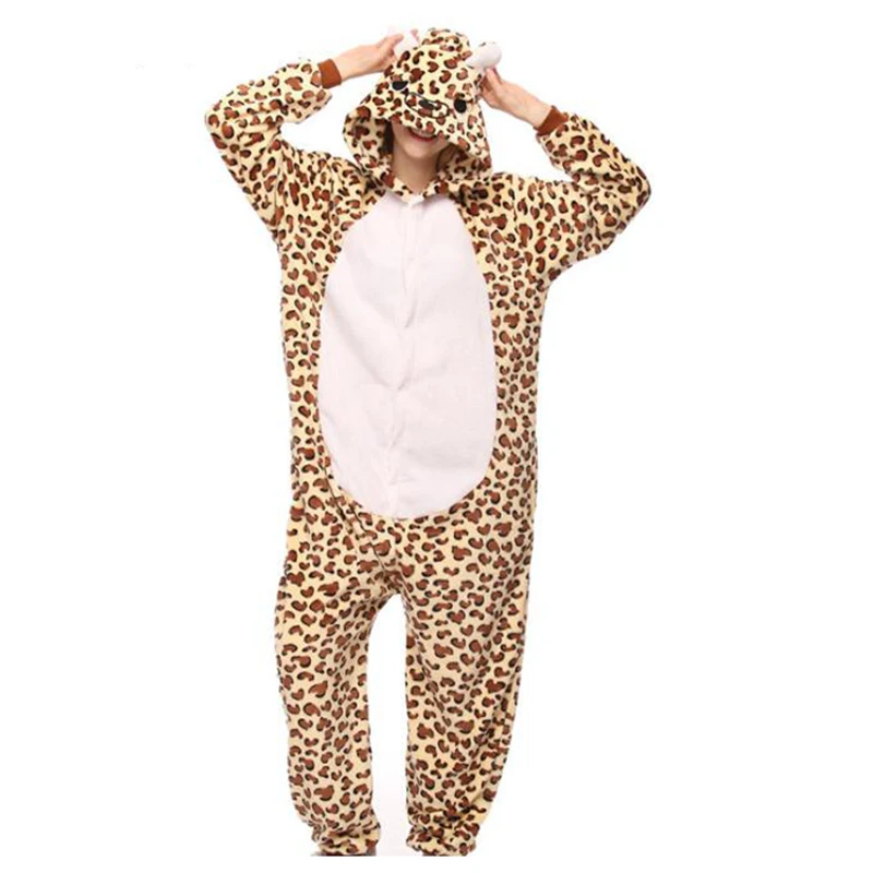 Adult Kid Women Men Anime Leopard Bear Kigurumi Pajamas Animal Stitch Cosplay Costume Onesies For Boys Girls Home Clothes