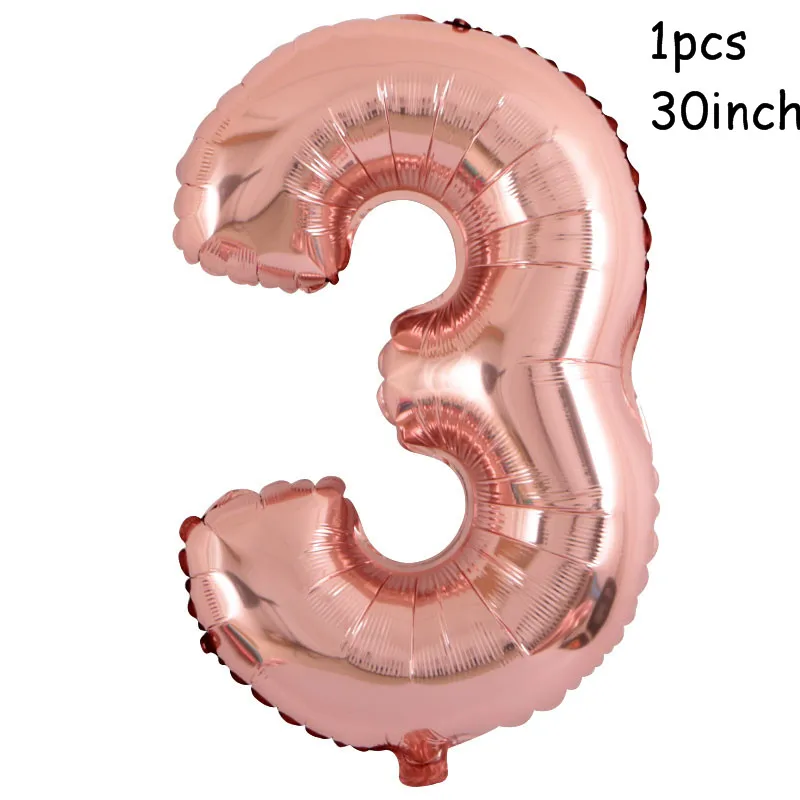 30 inch number 3 10 шт./лот, 18 дюймов, розовое золото, сердце, фольга, шары, свадьба, день рождения, вечеринка, декор для детского душа, принадлежности, подарки на день Святого Валентина - Цвет: 30 inch number 3