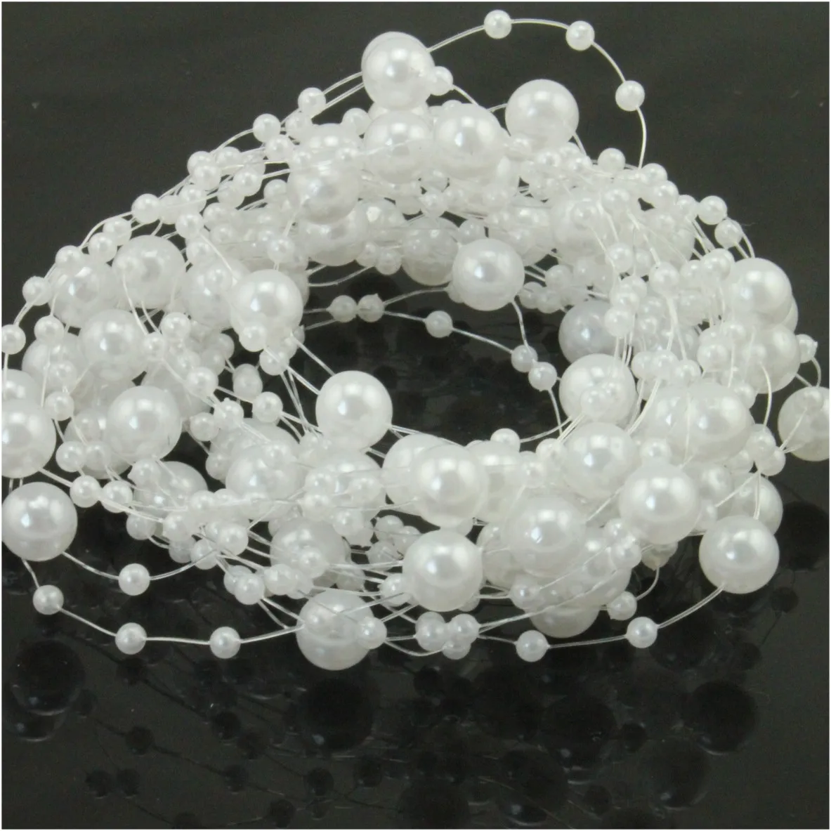 5M Fishing Line Artificial Pearl Beads Chain Wedding Garland Flower Decor Z0G6 