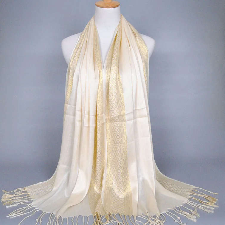 Новые женские золотые хлопок сплошной цвет мусульманский головной платок платки и палантины пашмины бандана женский платок Хиджабы магазинах - Цвет: 10