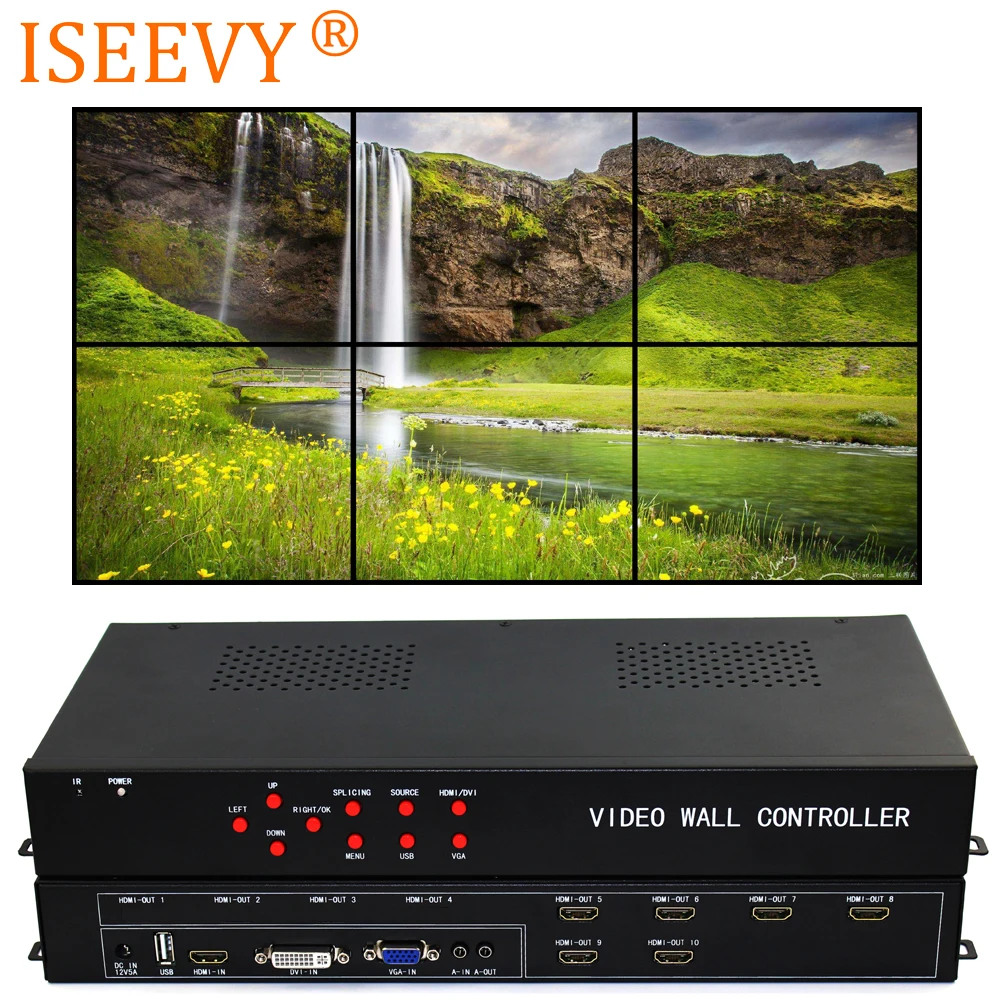 ISEEVY Video Wall Controller 2x3 3x2 HDMI DVI VGA USB Video Processor for 6 TV Splicing Display