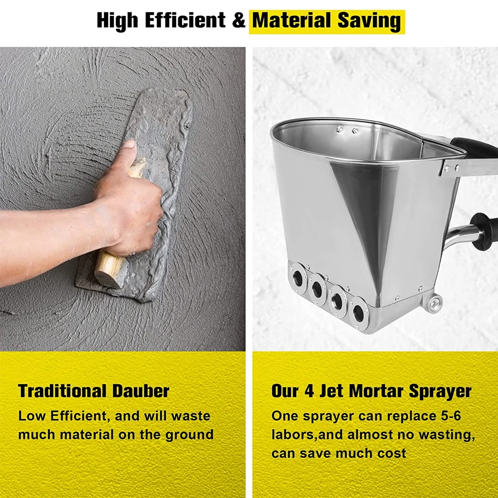 4 Hole Cement Spray Gun, Home Cement Mortar Spraying Machine, Portable Pneumatic Tool Sand Gun Machine Mortar Grouting Machine 4