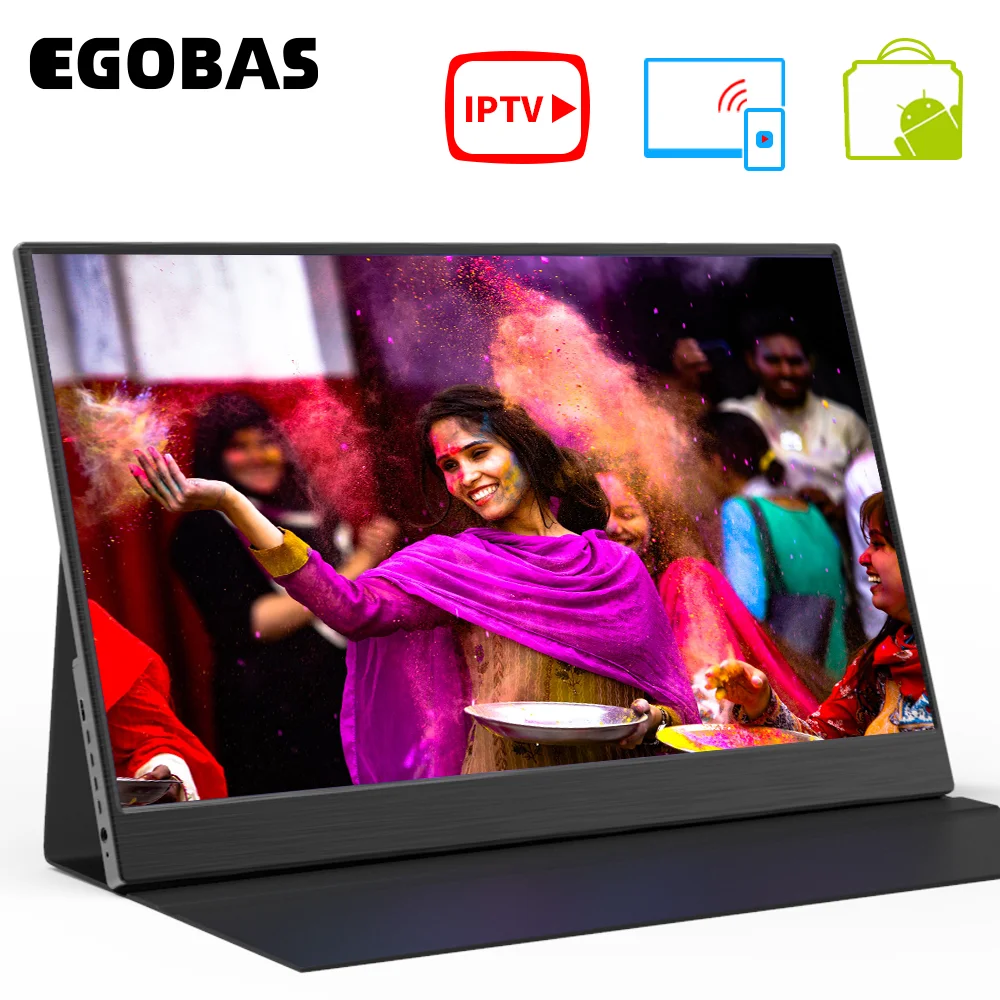 15.6 polegada inteligente iptv monitor portátil wifi projeção airplay sem fio miracast dlna projeção com fio usb c hdmi-compatível
