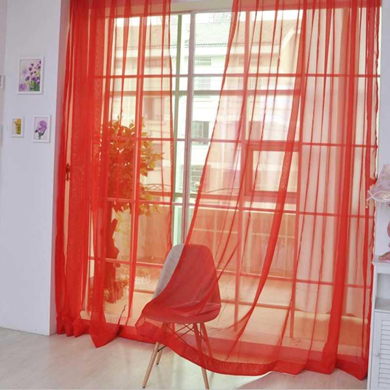 Description Picture 6 of itemEuropean And American Style Living Room Window Screen Solid Curtain Single Sheet Solid Color Glass Transparent Window Screen