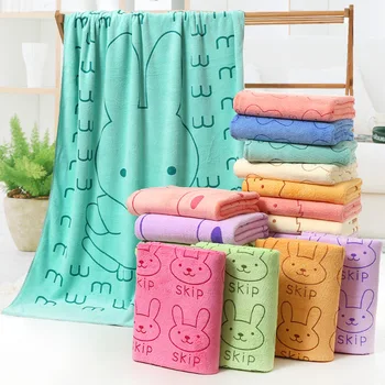 

70*140 cm Rabbit High Quality Microfiber Absorbent Bath Towel For Bathroom Child Cartoon Soft Adult Solid Color Towels