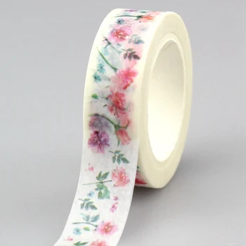 

10pcs/lot Decorative Spring Pink flowers and leaf Washi Tapes DIY Scrapbooking Planner Adhesive Masking Tapes Kawaii Stationery