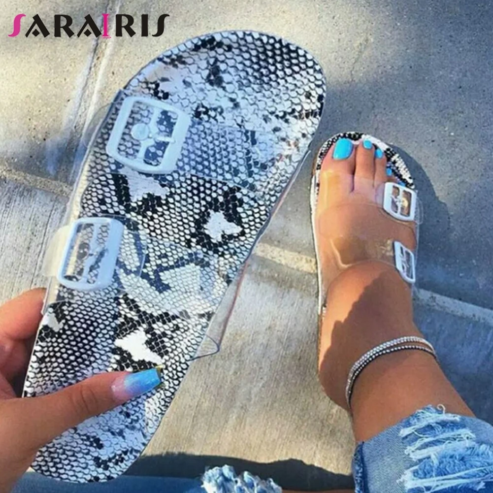 

SARAIRIS Ladies Summer Casual Light Slides Daily Concise Transparent Strap Slippers Women Fashion mixed-color Shoes Woman