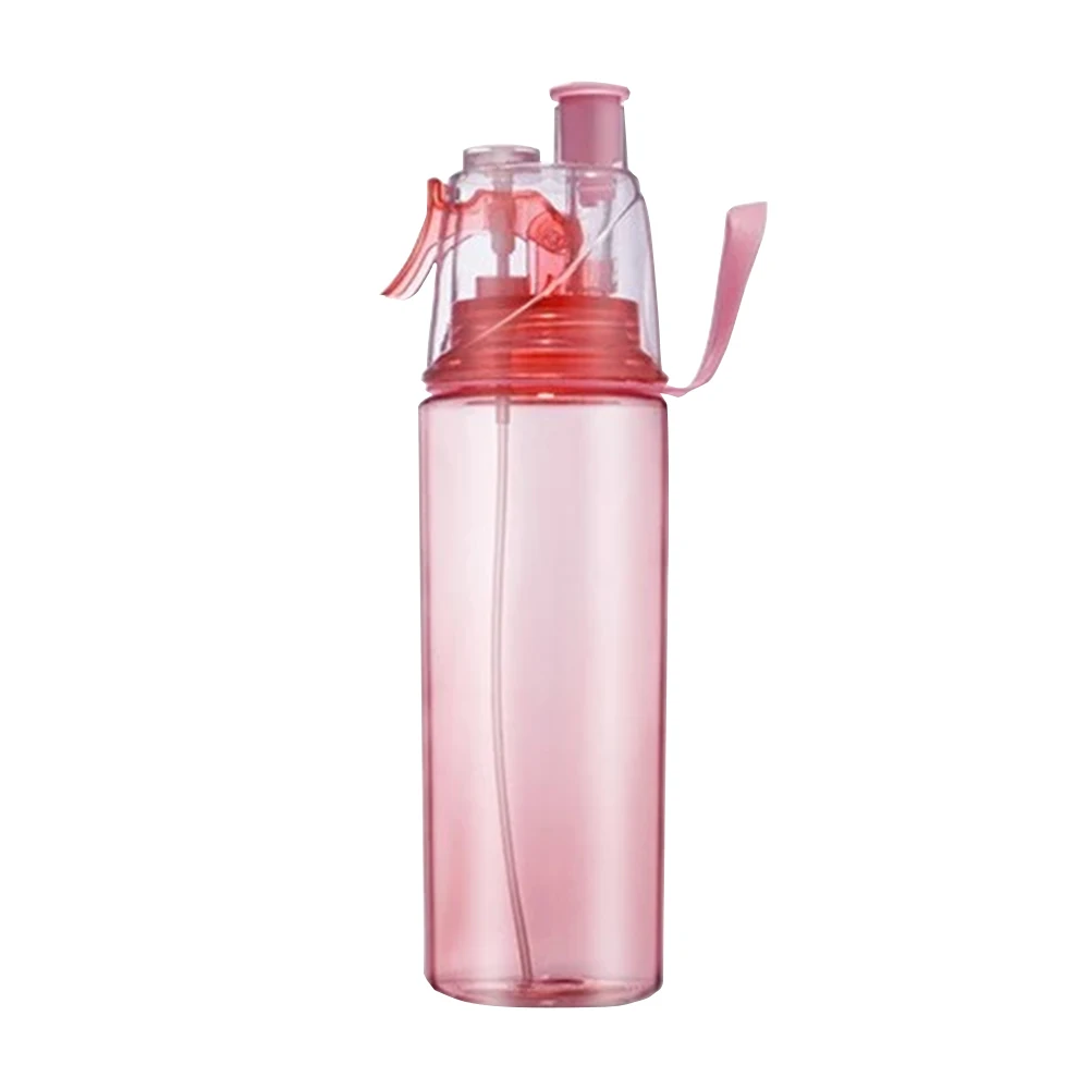 rose Пластиковая бутылка для воды с распылителем, Спортивная бутылка для питья, 600 мл, чашка для воды с распылителем, 4 цвета, для наружного охлаждения, для кемпинга, хранения - Цвет: rose