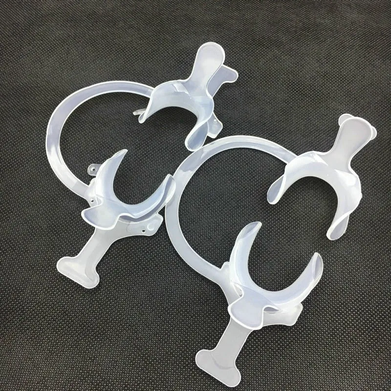 Abridor de boca de ortodoncia tipo C, diente transparente, Retractor de labios y mejillas con mango, herramienta de dentista
