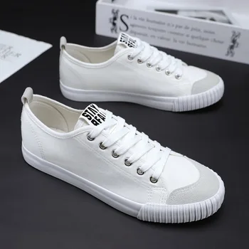 

Fashionable Youth Mens Shoes Casual Unisex White Sneakers Breathable Walking Canvas Shoes Men Women Lace Up Flats Sneakers