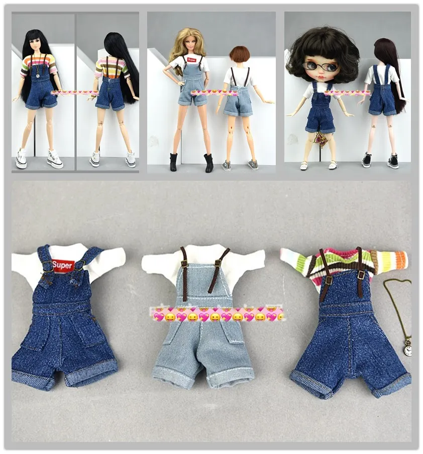 Футболка + шорты/искусственная кожа костюм Одежда для 1/6 BJD Xinyi Барби FR ST Blythe Кукла