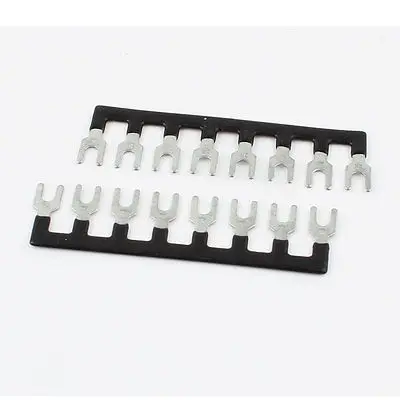 

2 Pcs Fork Type 8 Postions Pre Insulated Terminal Strip Block Black 600V 25A