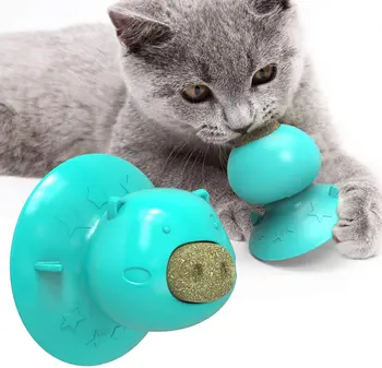 

Catnip Ball Toys - Refillable Cat Mint with Suction Up for Teeth Cleaning Chewing Playing - Lick Treat Toy