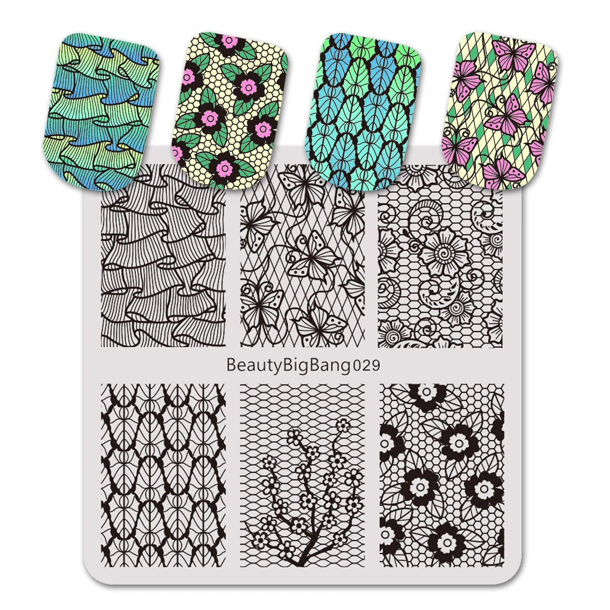 

Beautybigbang Nail Art Template 6cm Stamping Plates Beauty Lace Butterfly Leaves Image Vintage Stainless Steel Stencil 029