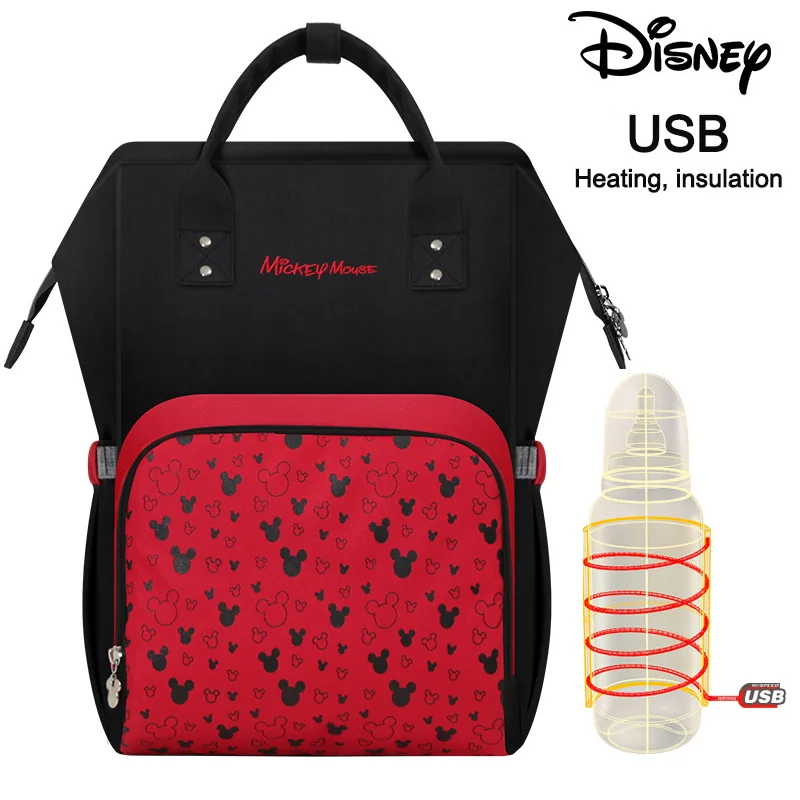 Disney USB сумка для подгузников, сумки для ухода за ребенком, грелка для бутылочек, рюкзак для мамы, рюкзак для мамы, Минни, Микки, Bolsa, рюкзак для беременных, сумка для подгузников - Цвет: Красный