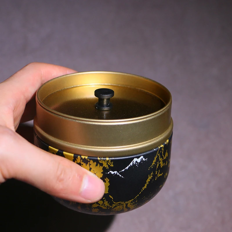 Japanese Metal Tea Storage Box Home Tea Coffee Spice Container Mini 50g Storage Caddy