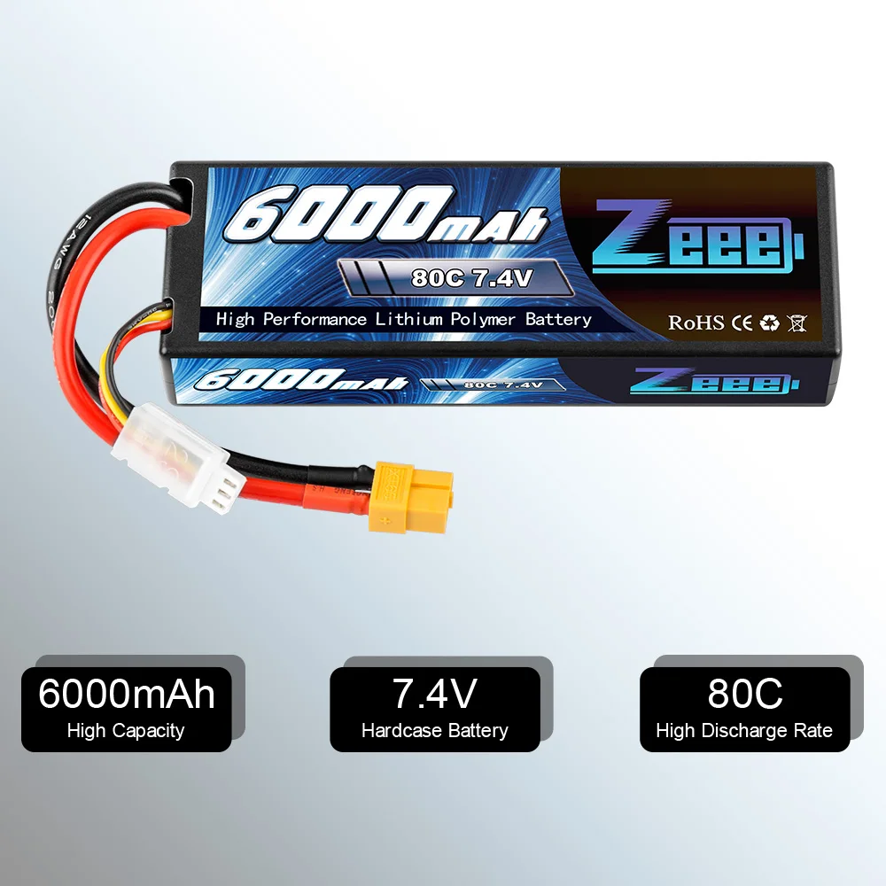 Zeee LiPo батарея 2S 7,4 V 6000mAh 80C XT60 RC части Hardcase Lipo 2S для Traxxas самолетов RC автомобиль грузовик Танк лодки