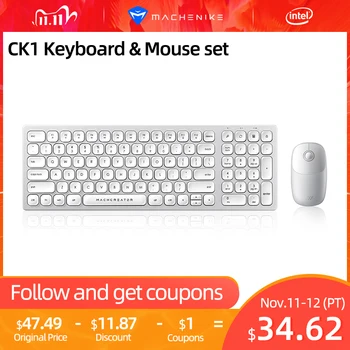 

Machenike Keyboard and Mouse 2.4G Wireless Mini silent Keyboard Mouse Combo For Notebook Laptop Mac Desktop PC TV Office supply