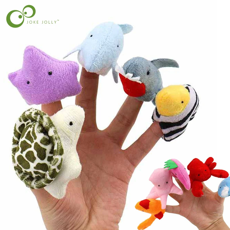 10pc/lot Marine Animals Finger Puppets Dolphin Octopus Whale Shark
