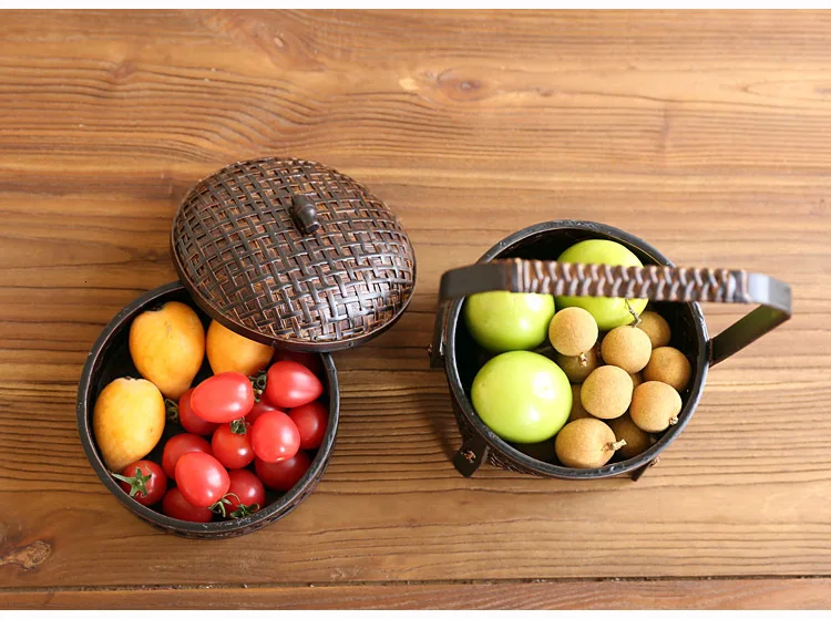 Корзина с фруктами ручной работы бамбуковое плетение для хранения еды блюдо из ротанга хлеб для пикника Контейнер для мелочей портативный домашний декор натуральный