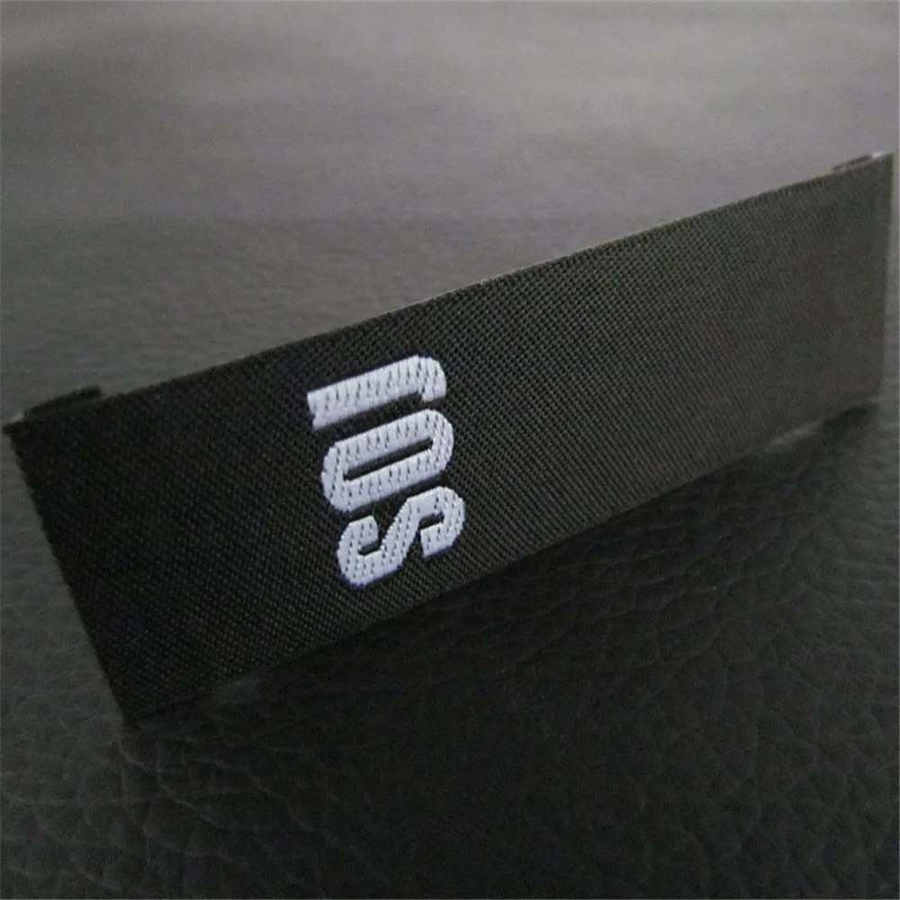 

1000pcs Custom Loop Fold Black Damask Woven Labels Customized Seperate Cut Sewing Embroidered Brand Name Labels Free Shipping