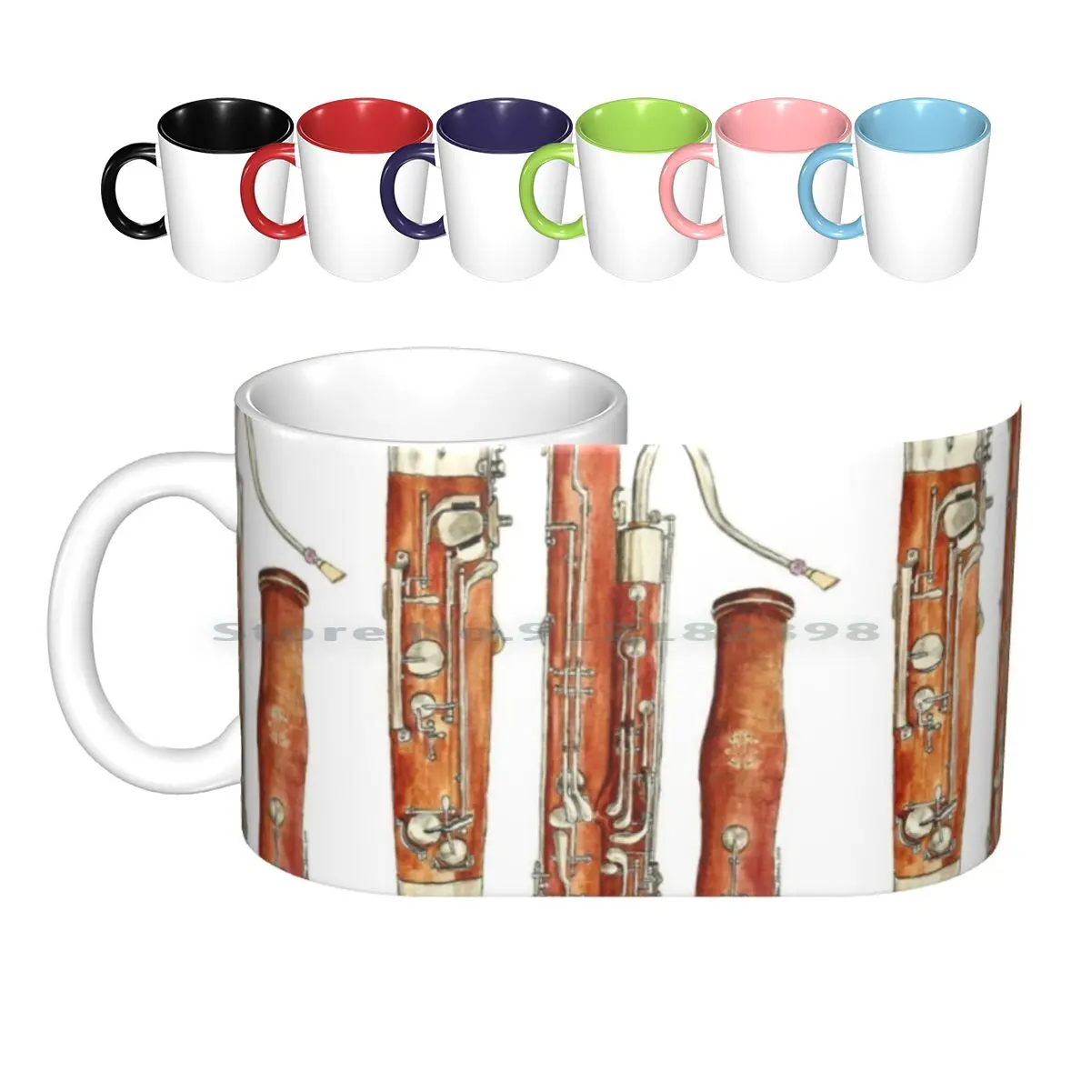 

Керамические кружки Bassoon, кофейные чашки, Кружка для молока и чая, двойные тростники Bassoon, музыкальный инструмент, оркестеровая группа Quintet, креативные