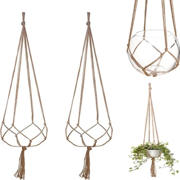 

8PCS 122cm Plant Flower Hanger Macrame Jute for Indoor Outdoor Ceiling Deck Balcony Round and Square Pots