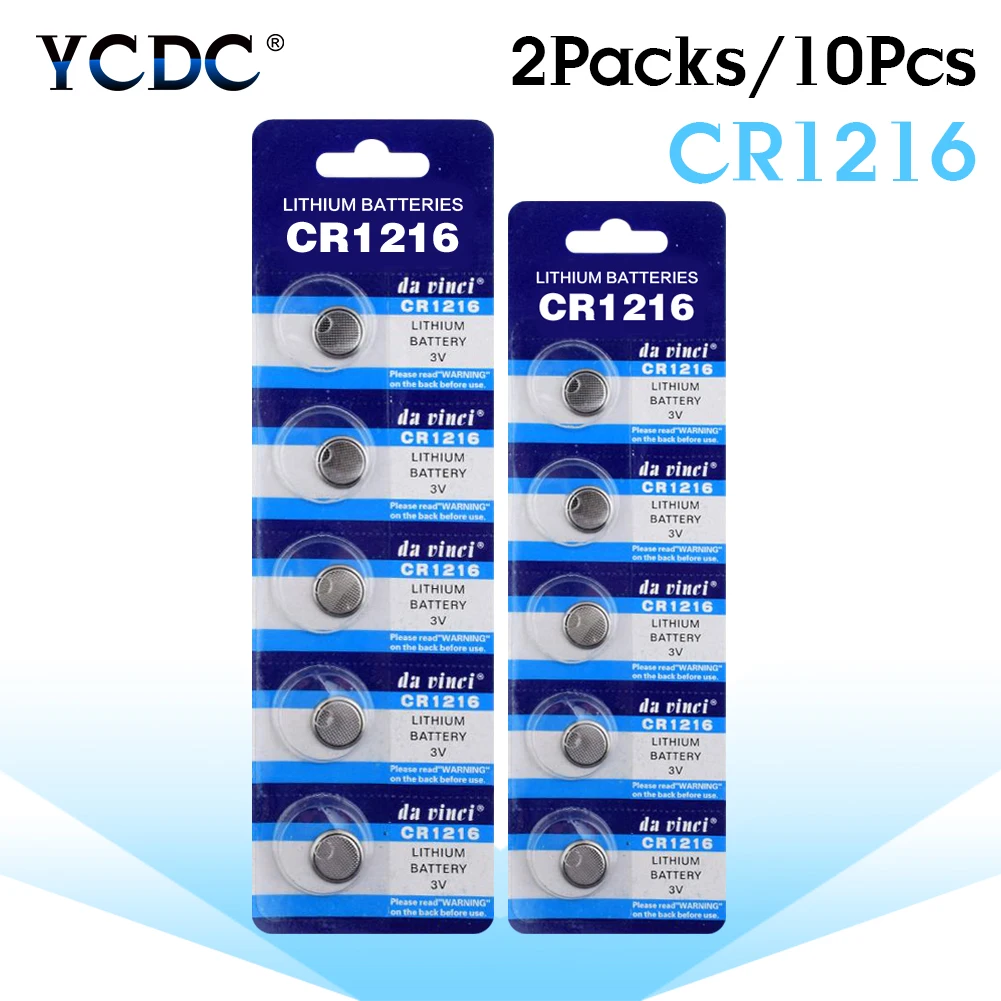 YCDC 10pcs ECR1216 CR1216 DL1216 BR1216 LM1216 5034LC 1216 Button Coin Cell Battery Cr1216 cr1216 Lithium Disposable Batteries |