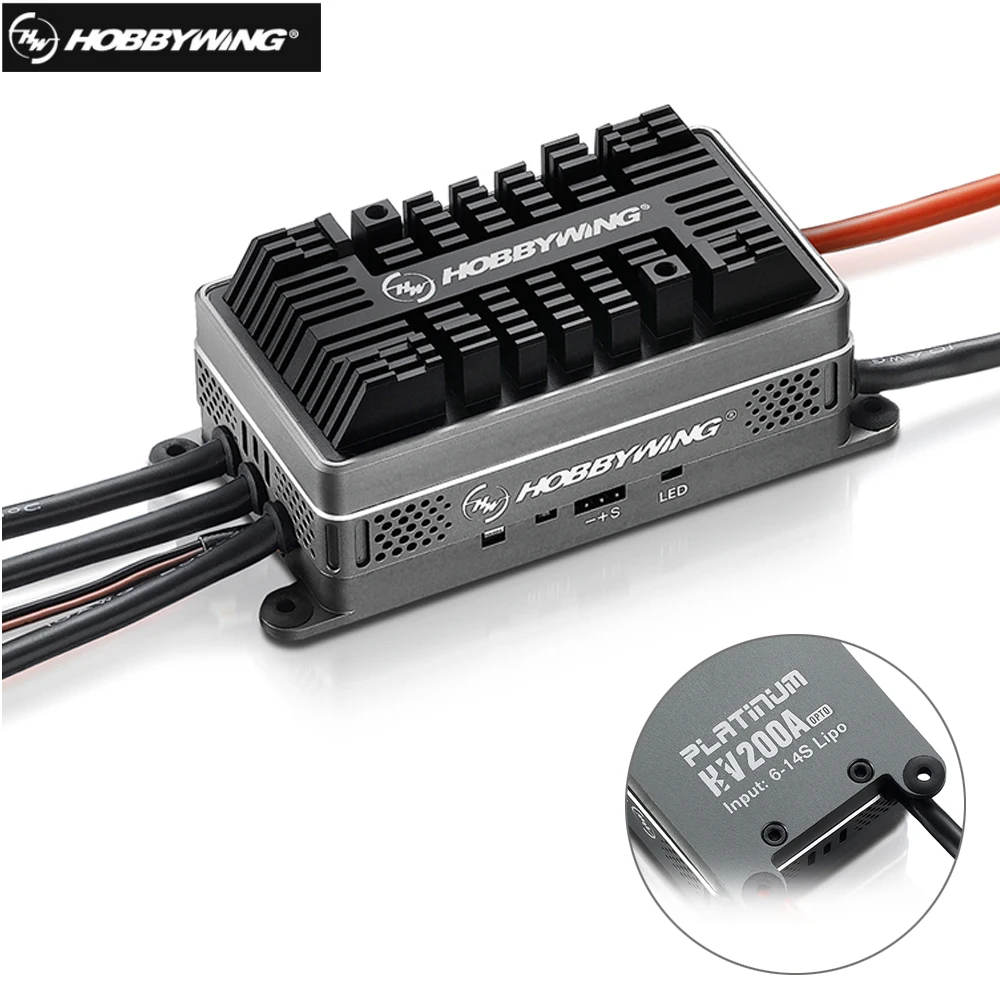 Hobbywing Platinum HV 200A V4.1 6-14S Lipo SBEC / OPTO Brushless ESC for RC Drone Quadrocopter 700/800 RC Helicopter Aircraft 1