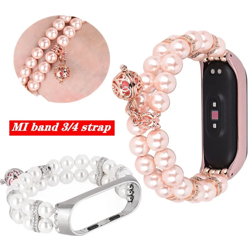 

Mi Band 4 Smart Bracelet Strap for Xiaomi Mi Band 3 4 Artificial pearl agate wristband Replacement Bracelet accessories MiBand 3