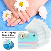 24 Slots Nail Stamping Plate Holder Case Round Nail Art Stamp Plate Organizer Portable Nail Stamper Storage Bag(China)