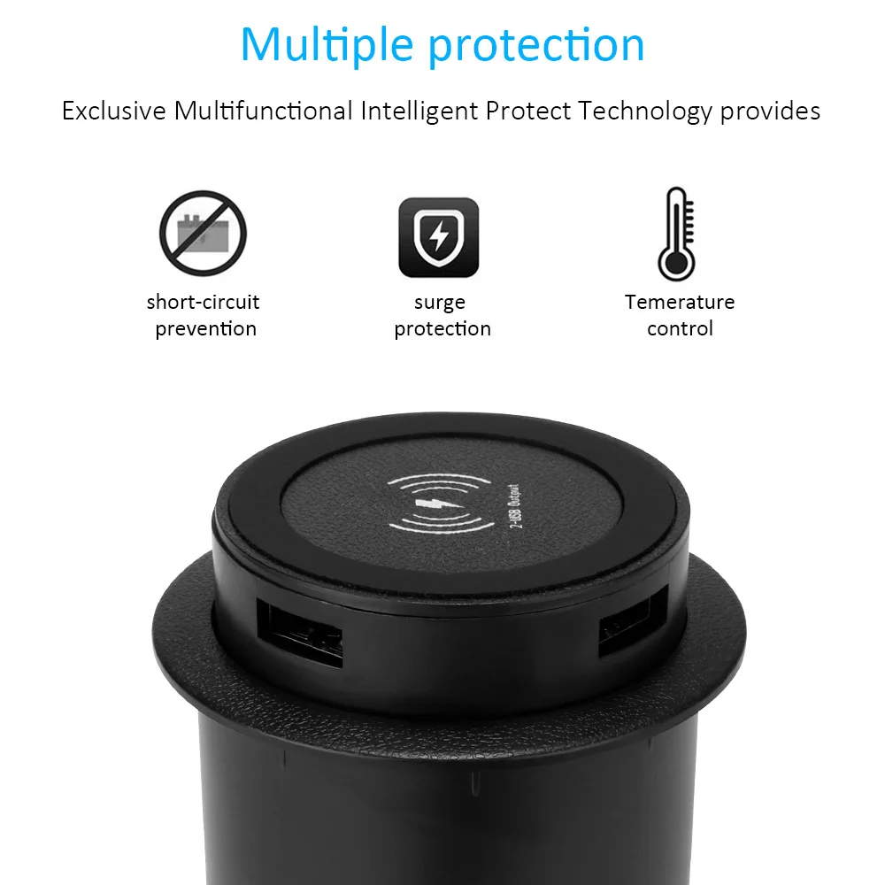  Wireless Charger Desktop Embedded With USB Port Powstro 3 In 1 Counter Desk Bedside Table Furniture