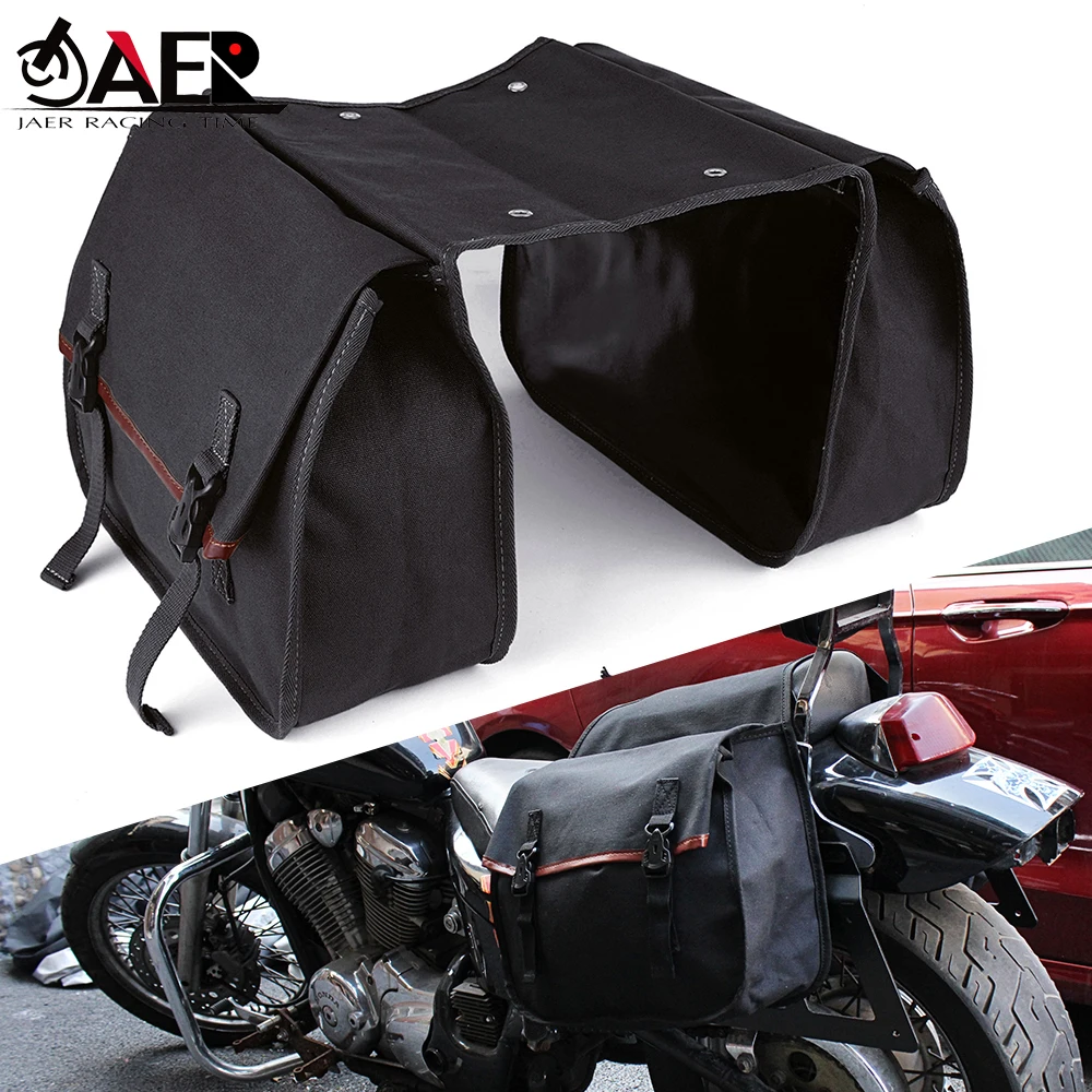 

JAER New Motorcycle bag Retro locomotive side bag universal waterproof side bag canvas bag knight saddle bag