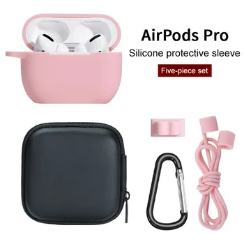 

Silicone Headset Cover For Airpods Pro Earphone Case Replacement Protector Shell Anti Losing Rope Buckle Storage Box 5 Pieces