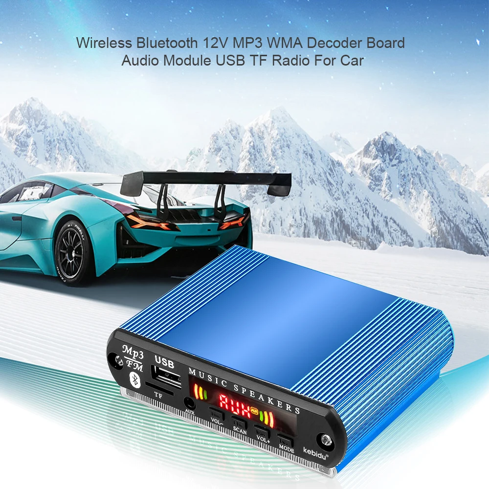 Kebidu 12V Wireless Bluetooth MP3 Player WMA Decoder Board Car Radio with Recording Function Support USB/SD/FM Audio Module ipod mp3 player